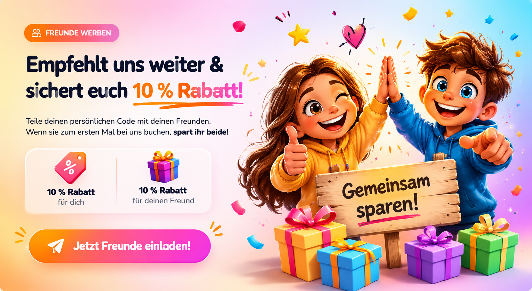 Empfiehl uns weiter und sichert euch 10% Rabatt